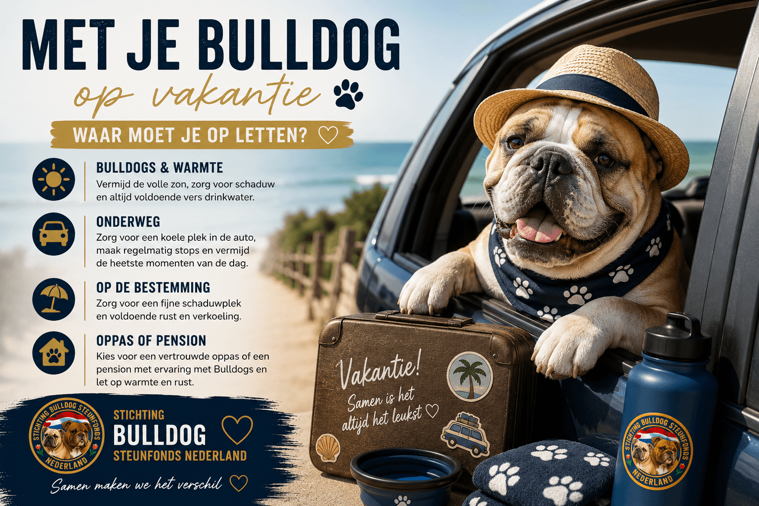 Met je Bulldog op vakantie – waar moet je op letten? ☀️🐾