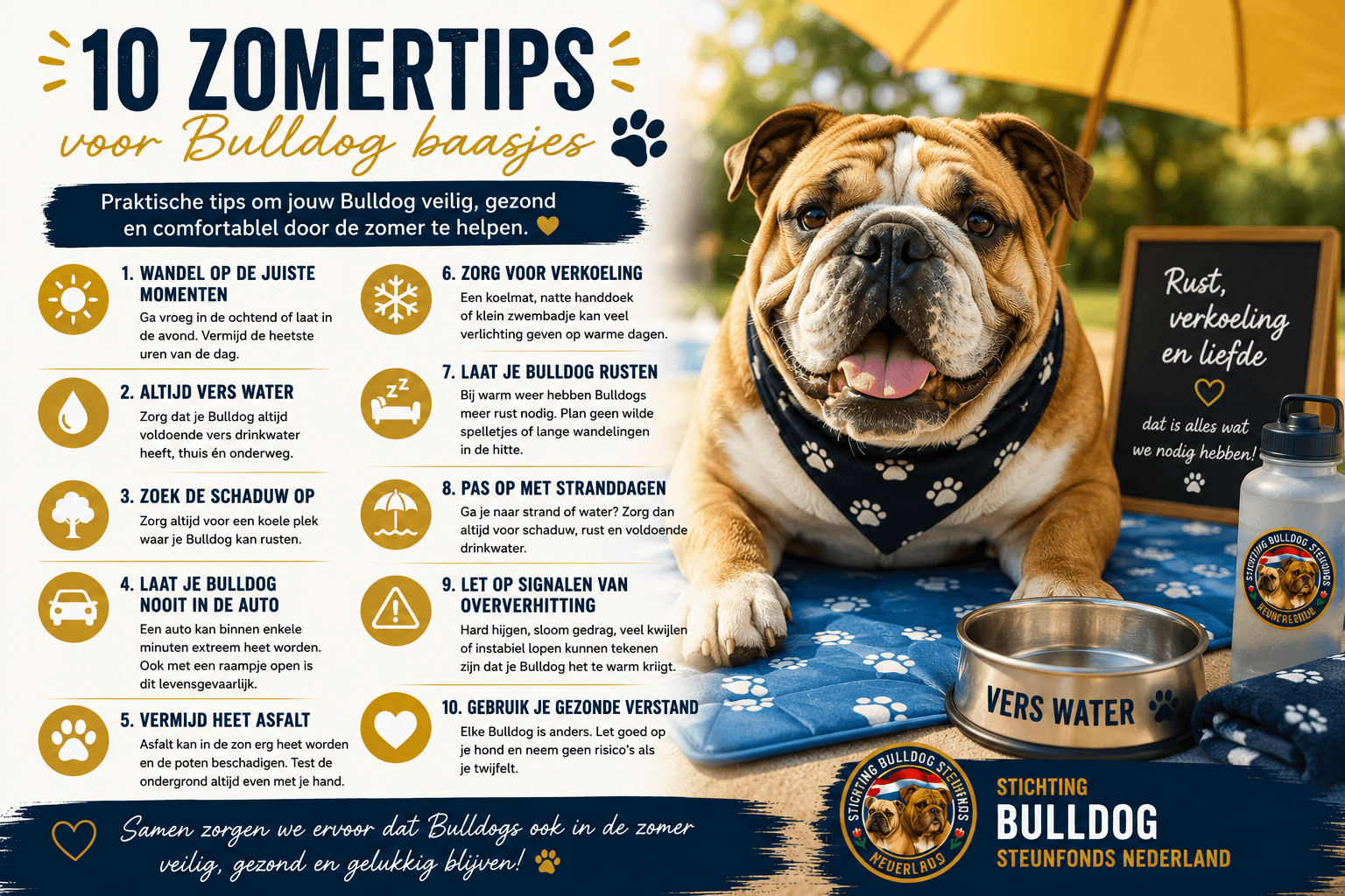 10 zomertips voor Bulldog baasjes ☀️🐾